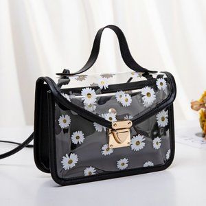 Transparent Black Daisy Bag